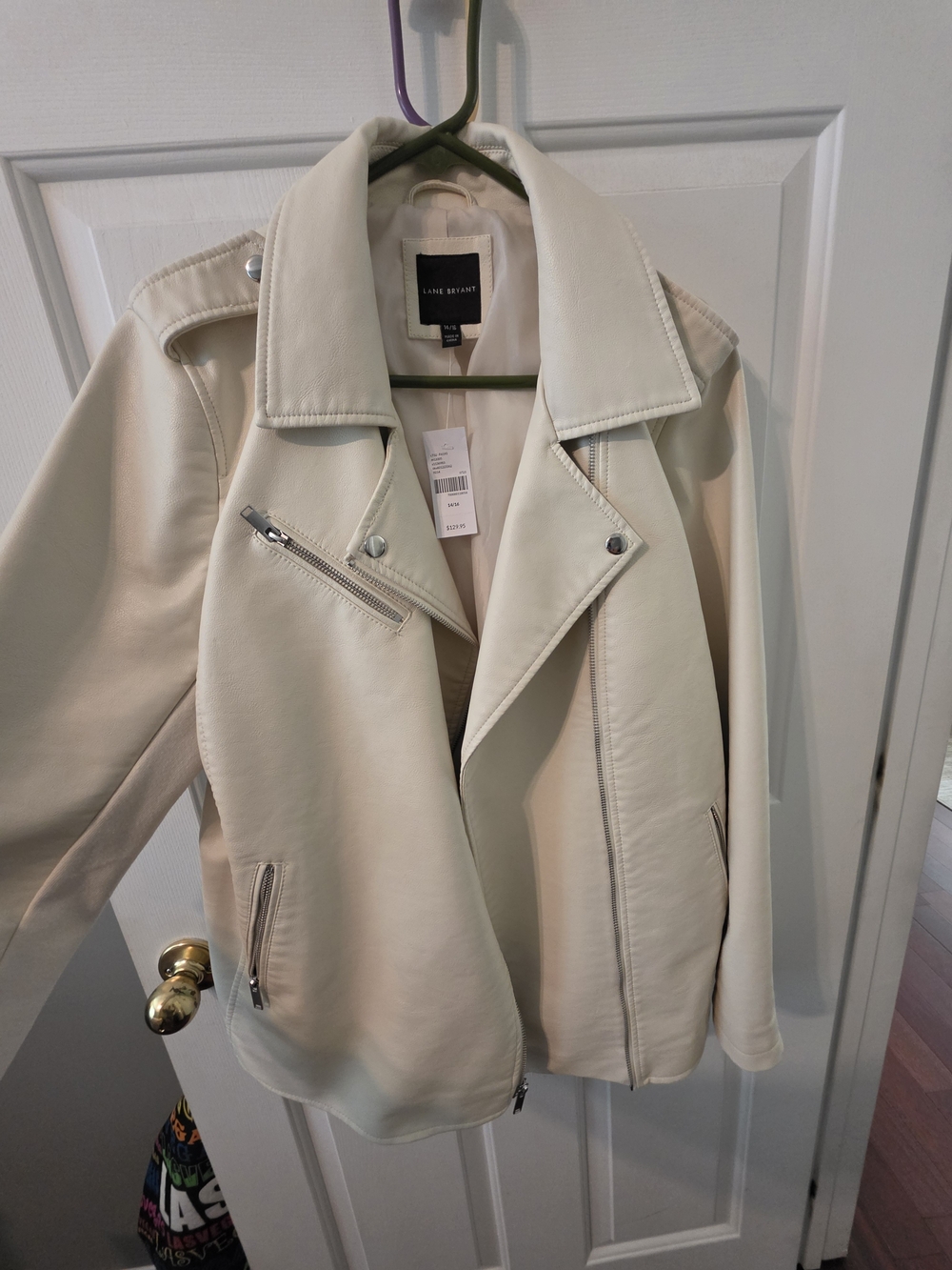 Lane Bryant Cream Faux Leather Moto Jacket